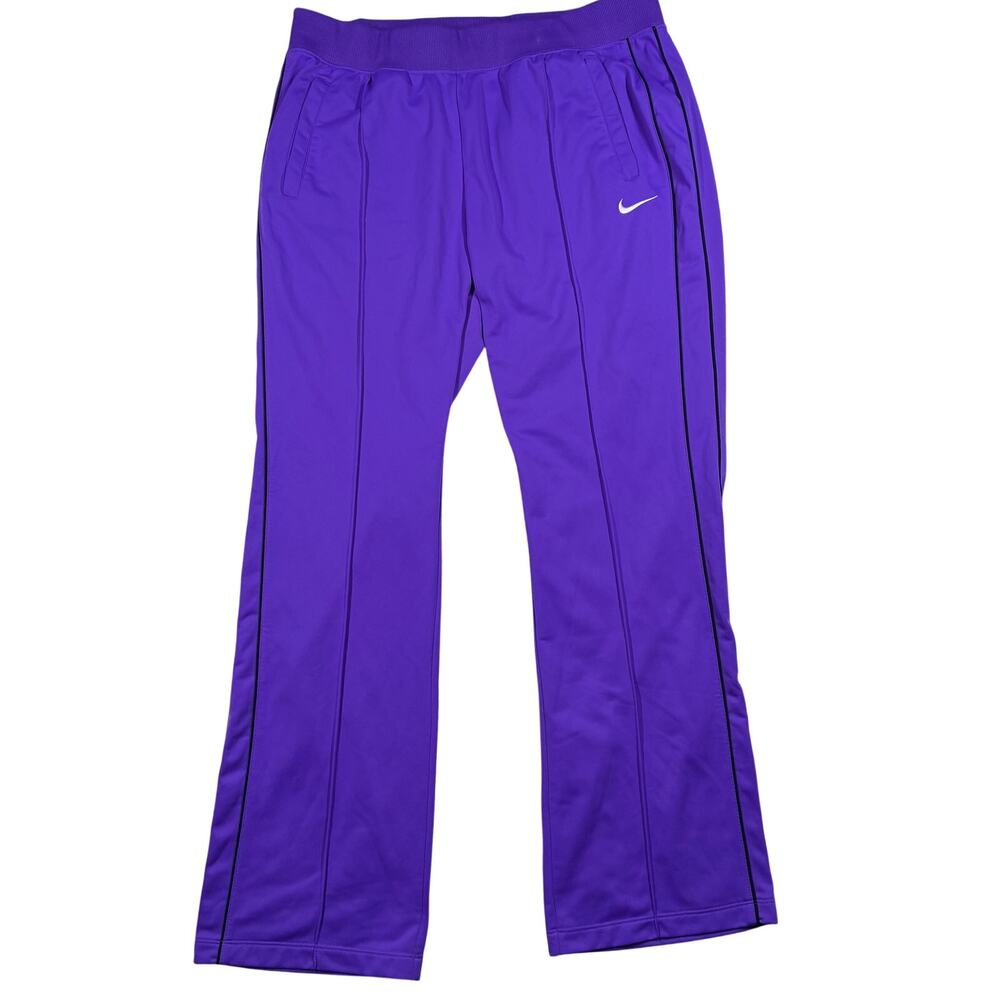 Nike Track Pants Womens XL Purple Pintuck Wide Leg Performance Workout Training